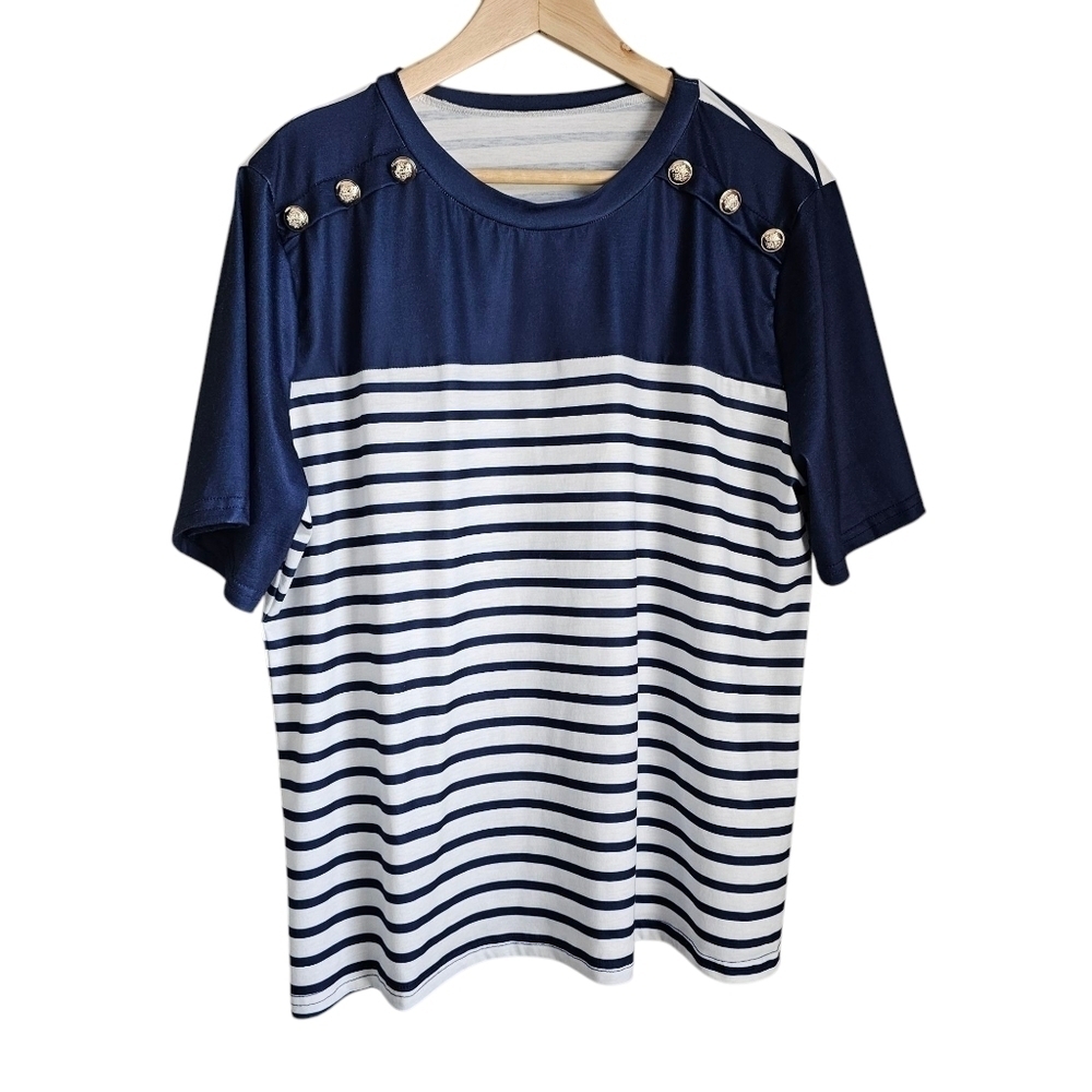 Nautical Sailor Striped Women's Top XXL NEW